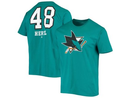 Pánské tričko San Jose Sharks NHL Tomas Hertl Teal Underdog Name & Number T-Shirt