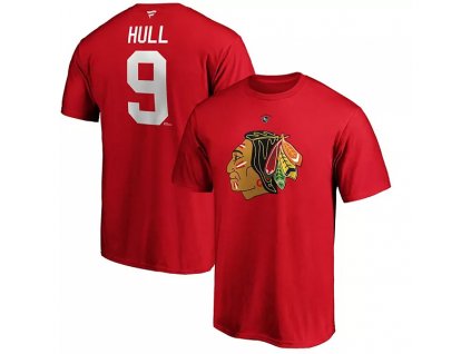 Tričko Bobby Hull #9 Chicago Blackhawks Authentic Stack Retired Player Name & Number T-Shirt - Red