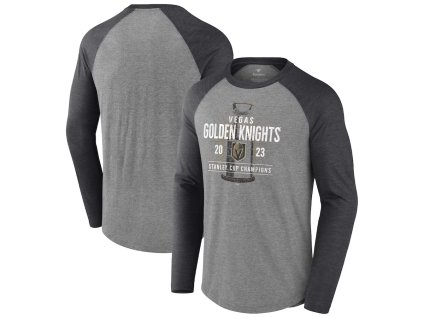 Pánské tričko Vegas Golden Knights NHL 2023 Stanley Cup Champions Shootout Long Sleeve Tri-Blend Raglan