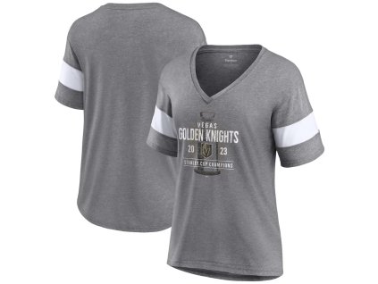 Dámské tričko Vegas Golden Knights NHL 2023 Stanley Cup Champions Shootout Tri-Blend V-Neck