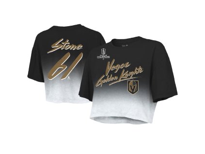 Dámské tričko Vegas Golden Knights NHL Mark Stone 2023 Stanley Cup Champions Name & Number Dip-Dye Cropped