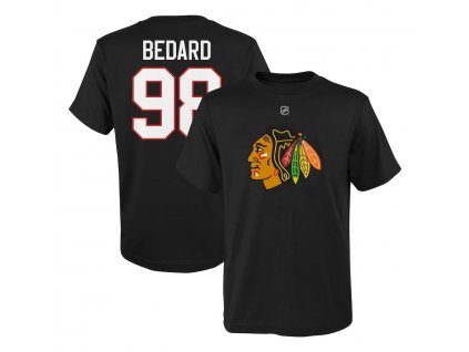 Detské tričko Connor Bedard #98 Chicago Blackhawks Player Name & Number Black