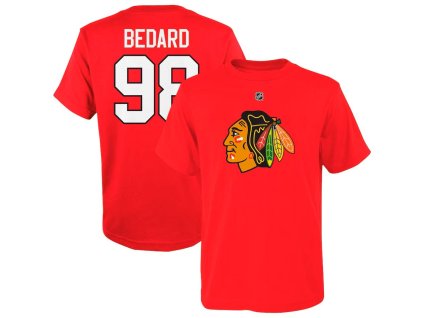 Dětské tričko Connor Bedard #98 Chicago Blackhawks NHL Player Name & Number Red