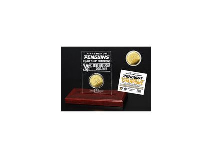 Pittsburgh Penguins Highland Mint 2017 Stanley Cup Champions 5-Time Multi-Champs Gold Coin Etched Acrylic