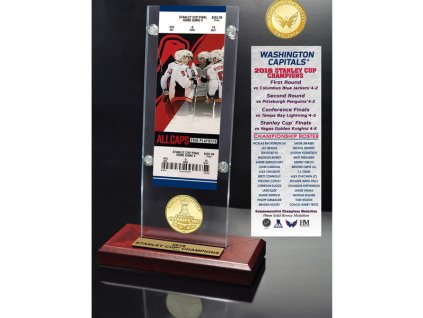 Dárkový set Washington Capitals NHL 2018 Stanley Cup Champions 3.5" x 9" Ticket & Bronze Coin Acrylic Desk Top