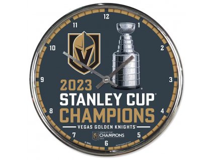 Hodiny na zeď Vegas Golden Knights 2023 Stanley Cup Champions 12.75" Chrome Wall Clock