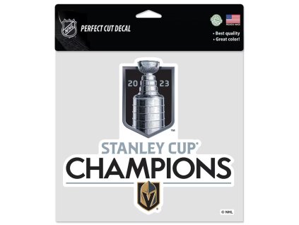 Samolepka Vegas Golden Knights NHL 2023 Stanley Cup Champions 8'' x 8'' Perfect Cut Decal