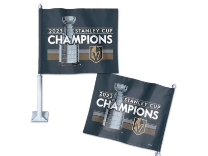 Set autovlaječek Vegas Golden Knights NHL 2023 Stanley Cup Champions Locker Room 11.75'' x 14'' Double-Sided Car Flag