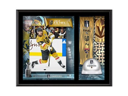 Sběratelská plaketa - koláž Vegas Golden Knights NHL 2023 Stanley Cup Champions 12'' x 15'' Sublimated Plaque with Game-Used Ice from the 2023 Stanley Cup Final - Limited Edition of 500