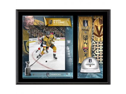 Sběratelská plaketa - koláž Vegas Golden Knights 2023 Stanley Cup Champions 12'' x 15'' Sublimated Plaque with Game-Used Ice from the 2023 Stanley Cup Final - Limited Edition of 500