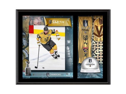 Sběratelská plaketa - koláž Vegas Golden Knights NHL Reilly Smith 2023 Stanley Cup Champions 12'' x 15'' Sublimated Plaque with Game-Used Ice from the 2023 Stanley Cup Final - Limited Edition of 500