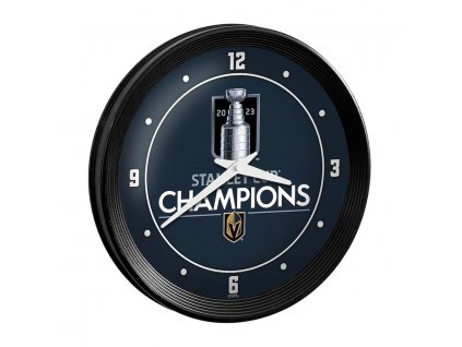 Hodiny na zeď Vegas Golden Knights 2023 Stanley Cup Champions 16" Ribbed Frame Wall Clock