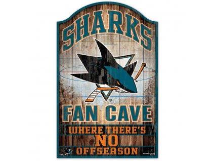 Dřevěná Cedule San Jose Sharks Fan Cave Wood Sign