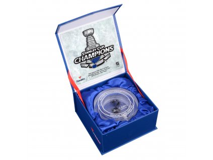 Skleněný puk St. Louis Blues 2019 Stanley Cup Champions Crystal Hockey Puck