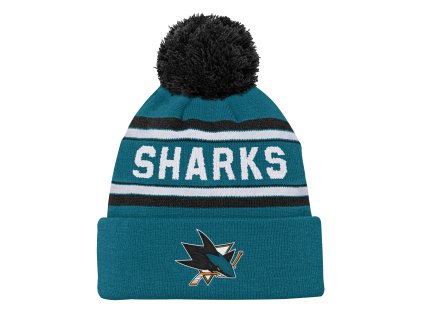 Detská zimná čiapka San Jose Sharks Jacquard Cuffed Knit With Pom