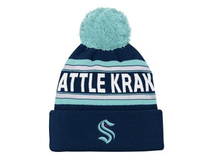 Dětská zimní čepice Seattle Kraken NHL Jacquard Cuffed Knit With Pom