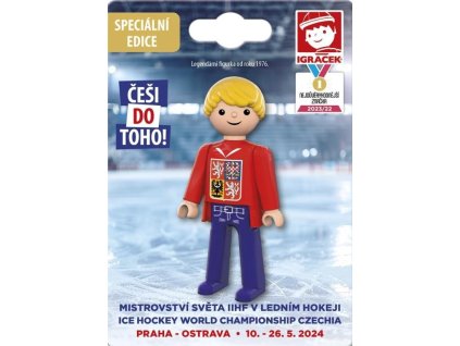 Figúrka Igráček Fanúšik MS v hokeji 2024 červený dres - figúrka