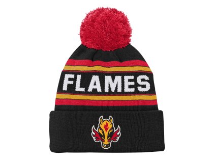 Dětská zimní čepice Calgary Flames NHL 3Rd Jersey Jacquard Cuff Pom