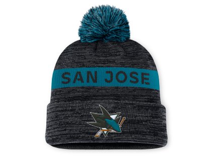 Pánská zimní čepice San Jose Sharks NHL Authentic Pro Rink Beanie Cuff With POM