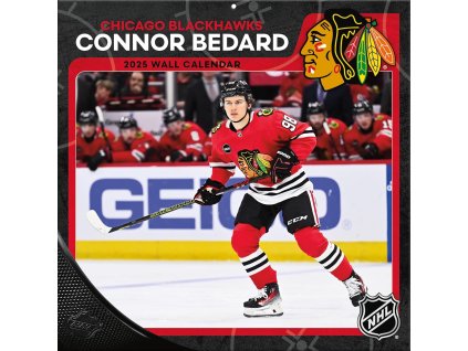 Kalendář Chicago Blackhawks NHL Connor Bedard 2025 Wall Calendar