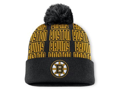 Pánská zimní čepice Boston Bruins NHL Fundamental Empty Net Cuffed Knit Hat with Pom - Black