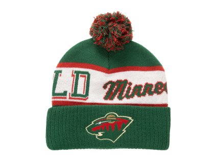 Pánska Zimná čiapka Minnesota Wild Block Sweep Pom Knit