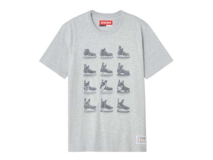 Pánské tričko CCM 125 Anniversary Skates Short Sleeve TEE Athletic Grey
