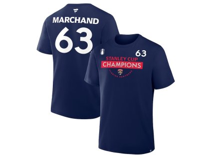 Pánské tričko Brad Marchand #63 Florida Panthers NHL 2025 Stanley Cup Champions Name & Number
