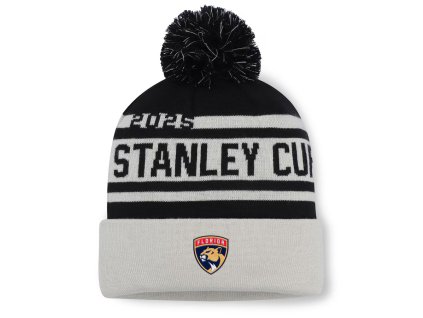 Pánská zimní čepice Florida Panthers NHL 2025 Stanley Cup Champions Cuffed Knit Hat with Pom - Black