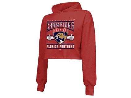 Dámska mikina Matthew Tkachuk #19 Florida Panthers 2025 Stanley Cup Champions Name & Number Cropped Tri-Blend Pullover Hoodie - Red