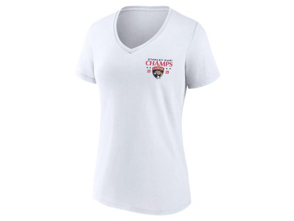 Dámské tričko Florida Panthers NHL 2025 Stanley Cup Champions Jersey Roster V-Neck T-Shirt - White