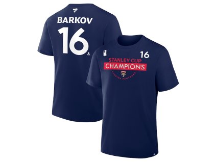 Pánské tričko Aleksander Barkov #16 Florida Panthers NHL 2025 Stanley Cup Champions Name & Number