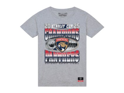 Pánské tričko Florida Panthers NHL 2025 Stanley Cup Champions Victory Arch T-Shirt - Heather Gray
