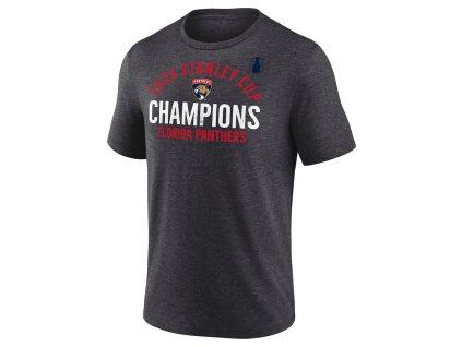 Pánské tričko Florida Panthers NHL 2025 Stanley Cup Champions Rush Tri-Blend T-Shirt - Heather Charcoal