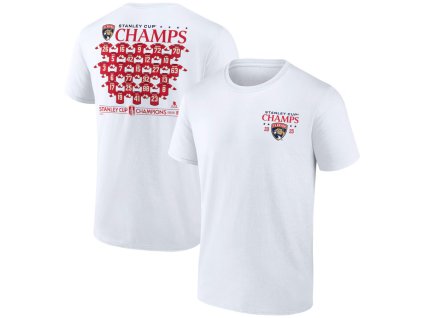 Pánské tričko Florida Panthers NHL 2025 Stanley Cup Champions Jersey Roster T-Shirt - White