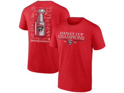 Pánské tričko Florida Panthers NHL 2025 Stanley Cup Champions Signature Roster T-Shirt - Red