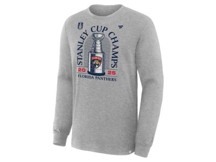 Pánske tričko Florida Panthers 2025 Stanley Cup Champions Locker Room Long Sleeve T-Shirt - Heather Gray