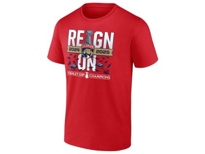 Pánské tričko Florida Panthers NHL 2025 Stanley Cup Champions Back-To-Back Local T-Shirt - Red