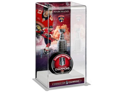 Vitrína na puk (bez puku) Brad Marchand #63 Florida Panthers 2025 Stanley Cup Champions Logo Deluxe Tall Hockey Puck Case