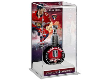 Vitrína na puk (bez puku) Matthew Tkachuk #19 Florida Panthers 2025 Stanley Cup Champions Logo Deluxe Tall Hockey Puck Case
