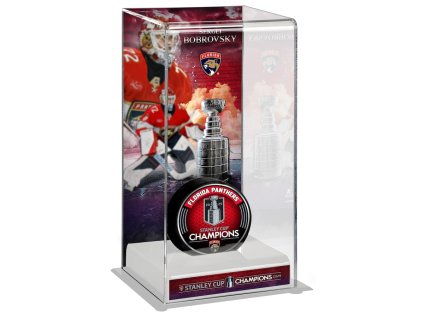 Vitrína na puk (bez puku) Sergei Bobrovsky #72 Florida Panthers 2025 Stanley Cup Champions Logo Deluxe Tall Hockey Puck Case