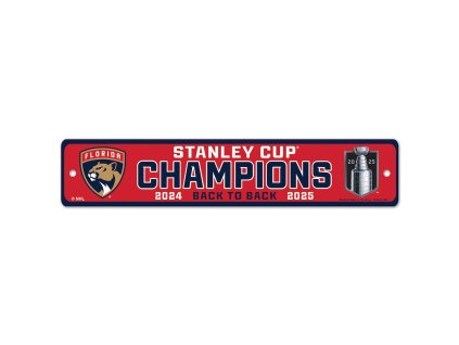 Ceduľa Florida Panthers 2025 Stanley Cup Champions 3.75" x 19" Street Sign
