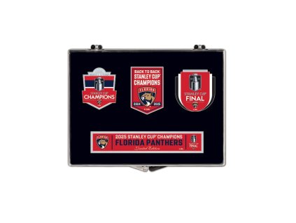 Set odznaků Florida Panthers NHL 2025 Stanley Cup Champions Three-Piece Collector Pin Set