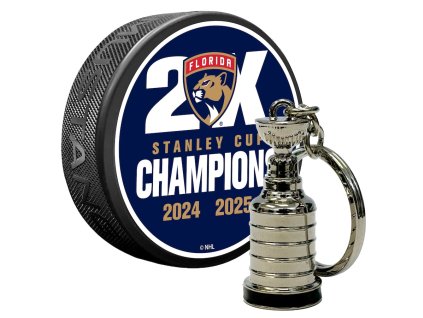 Set puku a přívěšku Florida Panthers NHL 2025 Stanley Cup Champions Puck & Keychain
