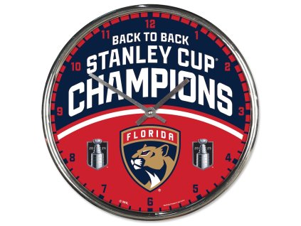 Nástěnné hodiny Florida Panthers NHL 2025 Stanley Cup Champions 12.75" Chrome Wall Clock