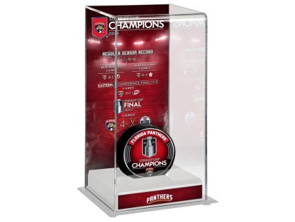 Vitrína na puk (bez puku) Florida Panthers NHL 2025 Stanley Cup Champions Logo Deluxe Tall Hockey Puck Case
