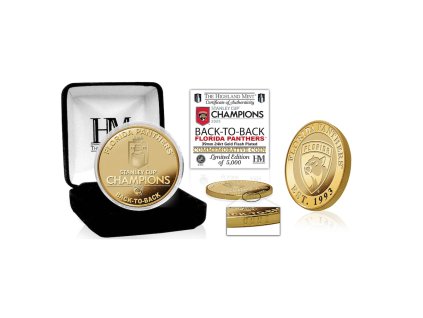 Pozlacená mince Florida Panthers NHL 2025 Stanley Cup Champions Gold Coin