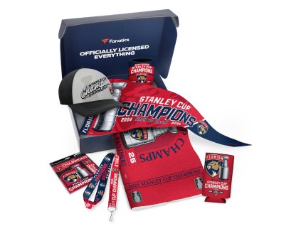 Velký dárkový set Florida Panthers NHL 2025 Stanley Cup Champions Gift Box with Hat