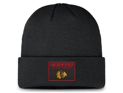 Pánska Zimná Čiapka Chicago Blackhawks Authentic Pro Cuffed Knit Hat - Black