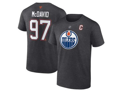 Pánske tričko Connor McDavid #97 Edmonton Oilers Authentic Stack Name & Number T-Shirt - Charcoal